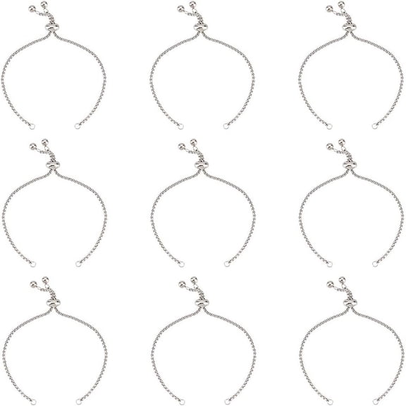 1 Box Adjustable 304 Stainless Steel Bracelet Making Slider Bracelets for DIY Jewelry Craft Supplies Stainless Steel Color 9-1/2 inch(24cm) for DIY