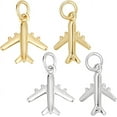 thumbnail image 1 of 12Pcs 2 Colors Rack Plating Brass Charms with Jump Ring Long-Lasting Plated Cadmium Free & Lead Free Airplane Mixed Color 14x12.5x3mm Hole: 3mm 6pcs/color, 1 of 9
