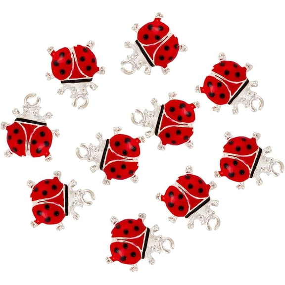 1 Box Alloy Enamel Pendants Ladybug Charms Red 16x14x4mm Hole: 1mm 50pcs/box