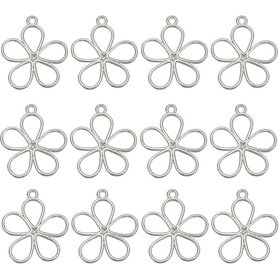 1 Box Alloy Pendants Hollow Flower Charm Silver 19x17.5x1mm Hole: 1.2mm 50pcs/boxDIY