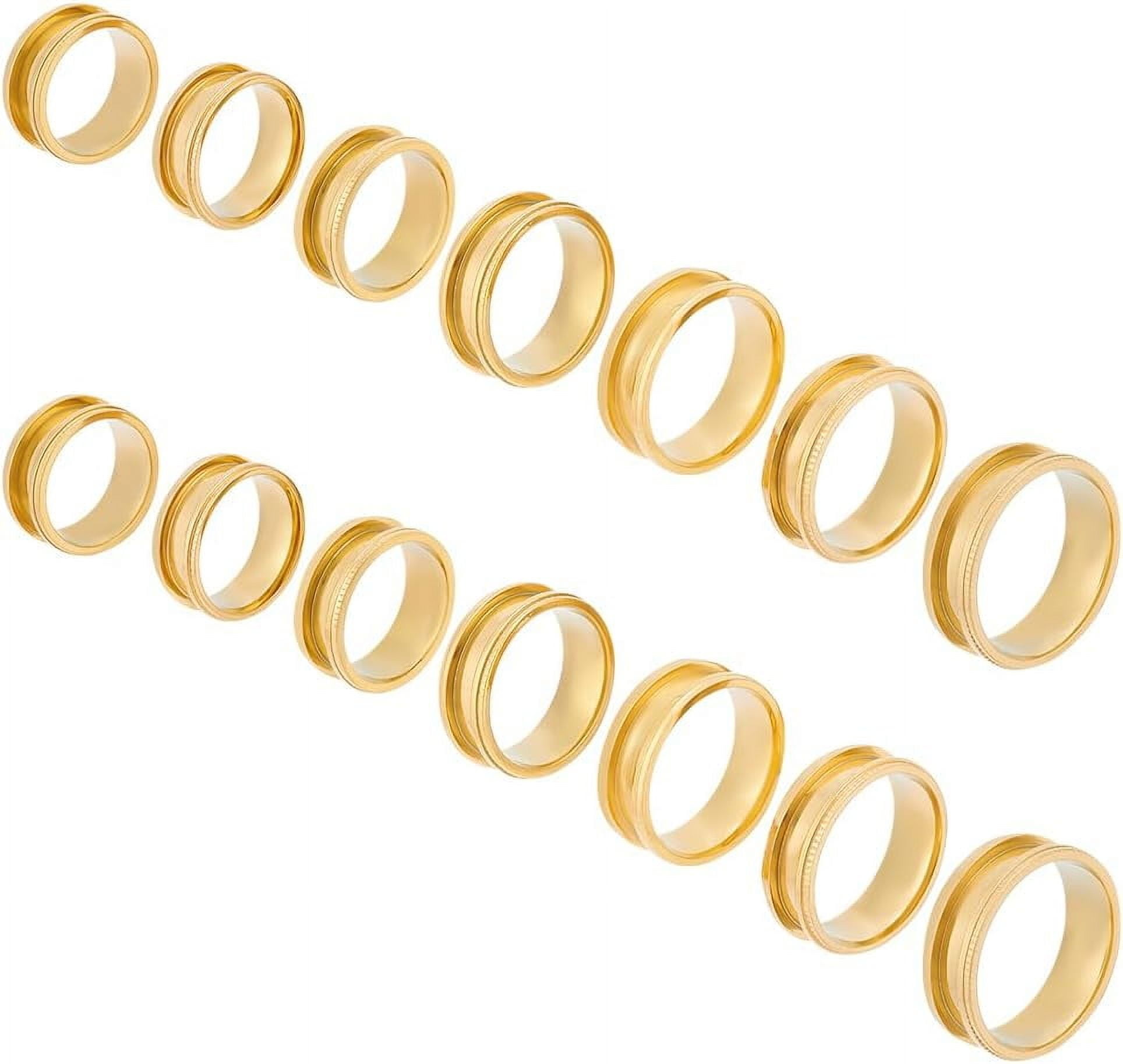 WEBEEDY 1 Box Blank Core Ring Titanium Steel Grooved Finger Ring Round Empty Blank Ring for Inlay Resin Ring Handmade Ring Jewelry Making Gift