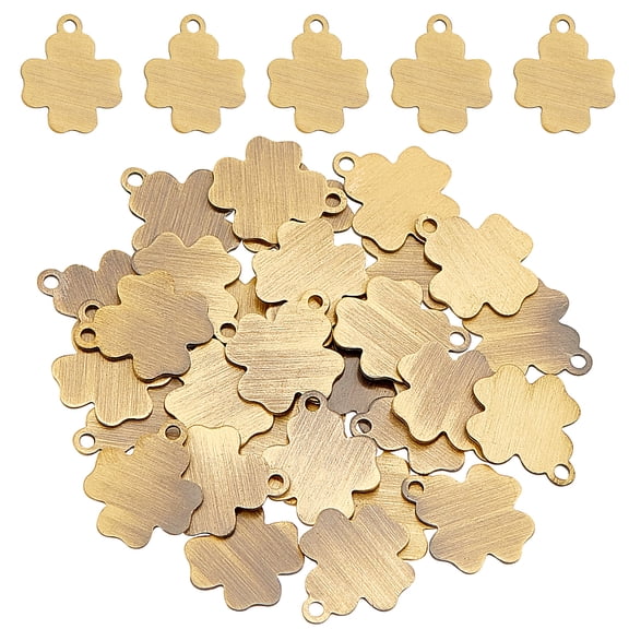 1 Box Brass Charms Stamping Blank Tag Long-Lasting Plated Bronze 12x10x0.5mm Hole: 1.2mm 30pcs/box DIY