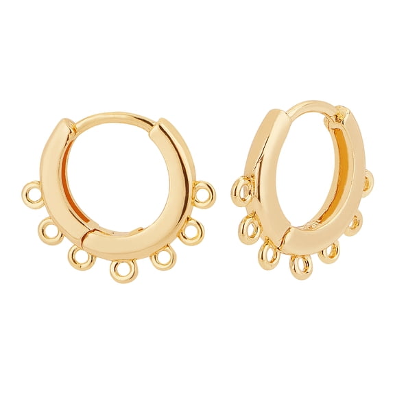 1 Box Brass Huggie Hoop Earring Findings Nickel Free with Horizontal Loop Real 18K Gold Plated 18.5x16x2.5mm Hole: 1mm Pin: 1mm 10pcs/box