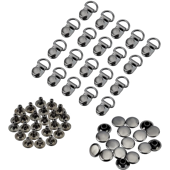 1 Box Brass Lace Hooks for Climbing and Outdoor Shoes with Rivets Oval Gunmetal 22x14x3mm Hole: 4mm Button Cover: 8x4mm Rivet: 8x4mm