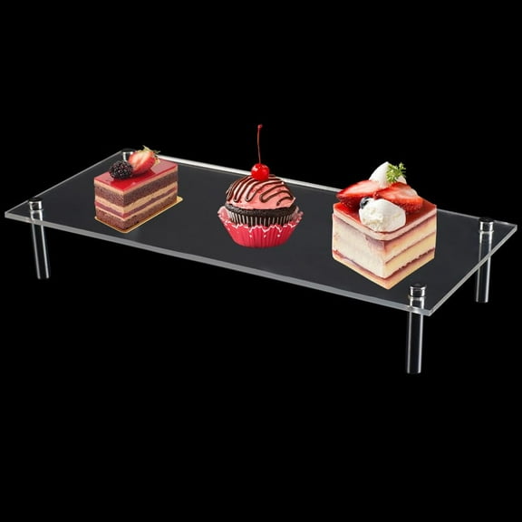 1 Box Cake Stands for Dessert Table Acrylic Clear Cupcake Display Holder Plate Shelf Square Food Organizer Serving Pizza Figures Party Platter Christmas Wedding Decoration Collection 7.87 x 3.5inch