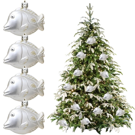 1 Box Clearance Under $3 4Pc Christmas Ocean Ornaments Tree Hanger Plastic For Tree Hanging Gold Series Tree Hangers Gold Ocean-Themed Ornament Gold