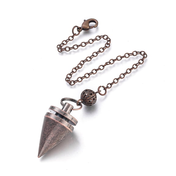 1 Box Copper Pendulum Dowsing Metal Divination Gold Energy Spiritual Point Pendulum Chain for for Divination Dowsing Balancing Pointed Cone Pendant