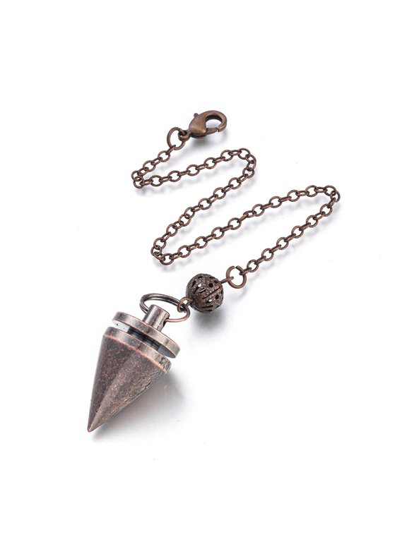 1 Box Copper Pendulum Dowsing Metal Divination Gold Energy Spiritual Point Pendulum Chain for for Divination Dowsing Balancing Pointed Cone Pendant