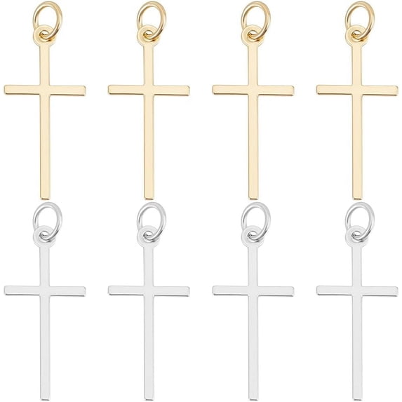 1 Box Crucifix Charms 18K Gold Platinum Plated Charms with Jumping Ring for Jewelry Making Necklace Bracelet DIY Crafts colorful