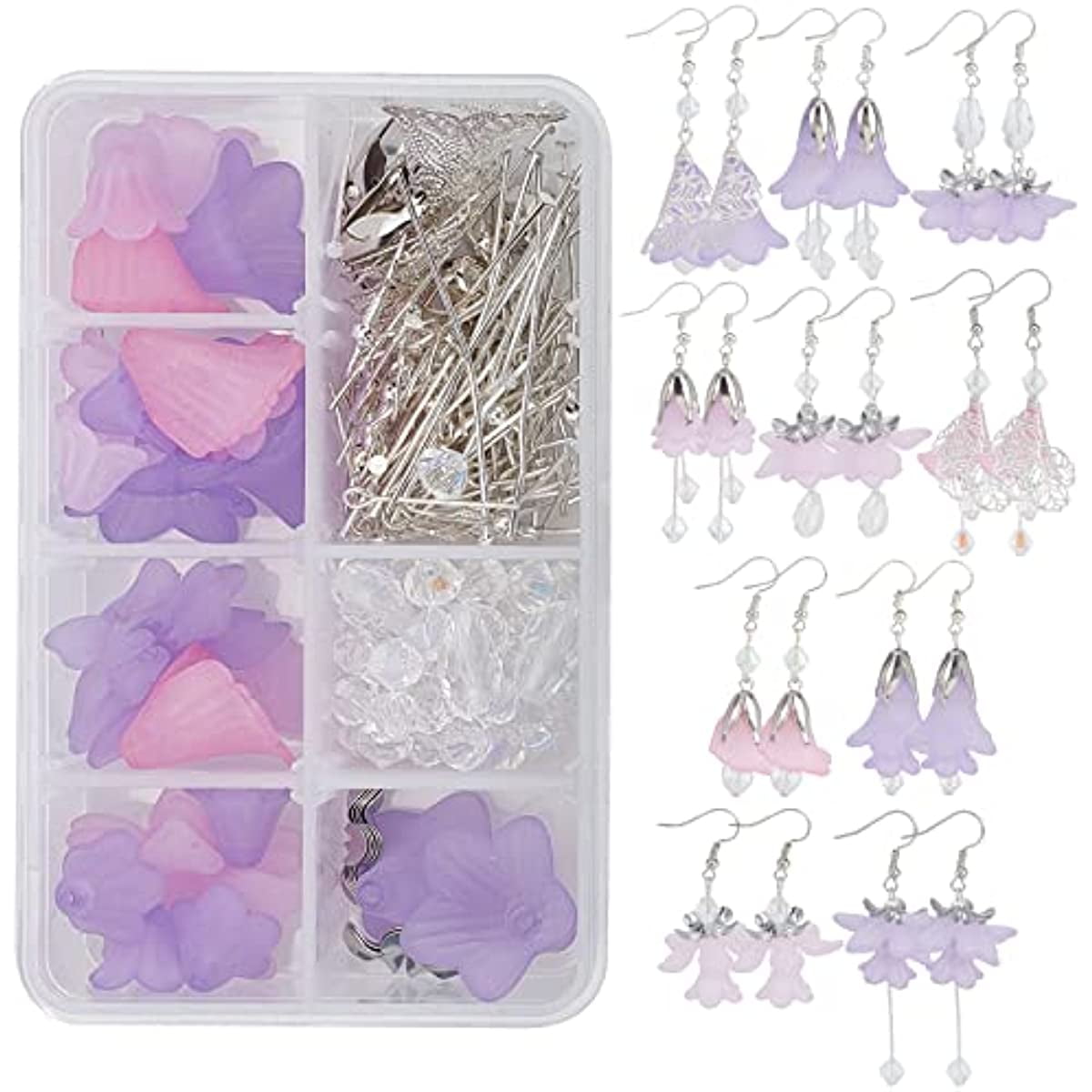 Joez Wonderful 50pcs Flower Charms for Jewelry Making, Acrylic Floral Earring Jewelry Charms Pendants Leaf Beads for DIY Crafts Necklaces Earrings