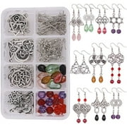 NOBRAND 1 Box DIY 10 Pairs Celtic Knot Dangle Earring Making Kit Celtic Knot Connect Charms Findings Irish Wiccan Flower Star Triangle Heart Love with Beads Earring Hooks Instruction for Beginners