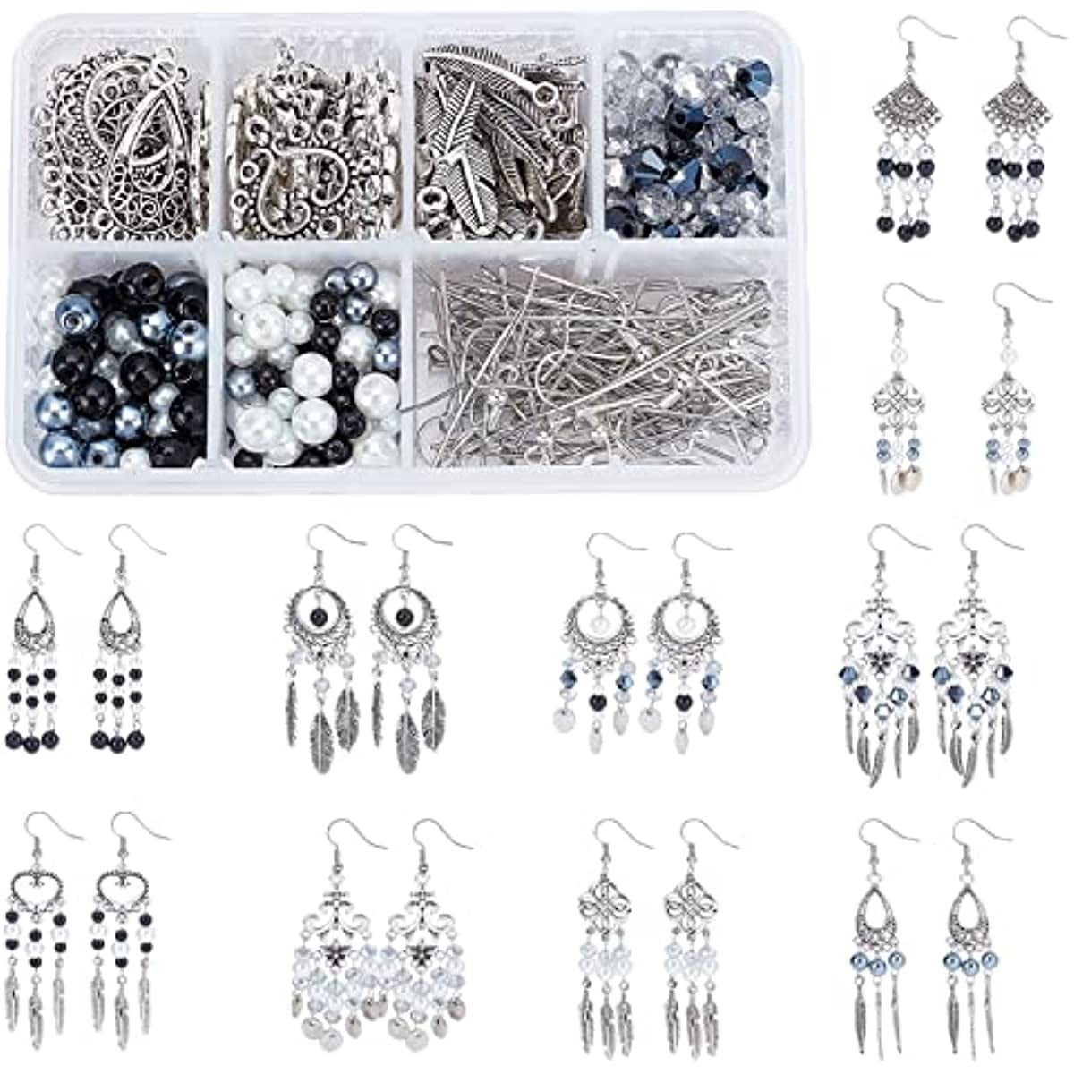 1 Box DIY 10 Pairs Chandelier Bohemian Earring Making Kit Fan Knot