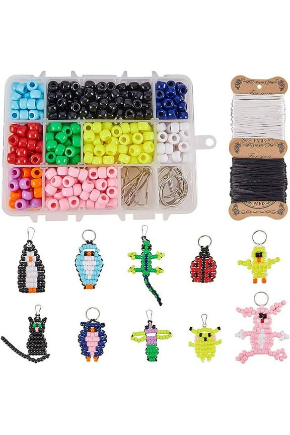 1 Box DIY 10Sets Bead Pets Kit 8mm Large Pony Beads Bead Animals Keychain Kit Video tutorials Gecko Lizard Pet Bead Bulk