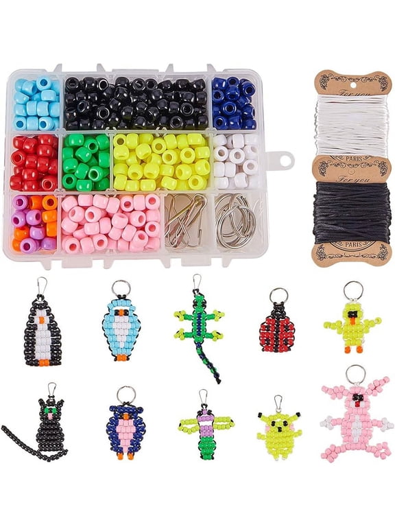 1 Box DIY 10Sets Bead Pets Kit 8mm Large Pony Beads Bead Animals Keychain Kit Video tutorials Gecko Lizard Pet Bead Bulk