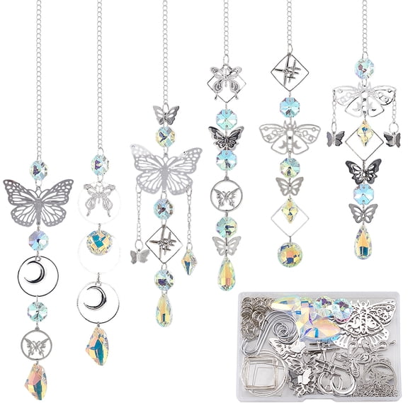 1 Box DIY 4 Sets Suncatcher Kits Butterfly Suncatchers Rainbow Maker Star Moon Butterflies Hanging Sun Catchers
