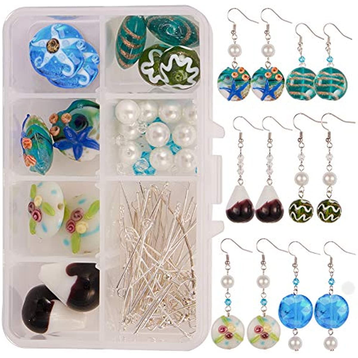 1 Box DIY 6 Pairs Millefiori Murano Glass Earring Jewelry Making