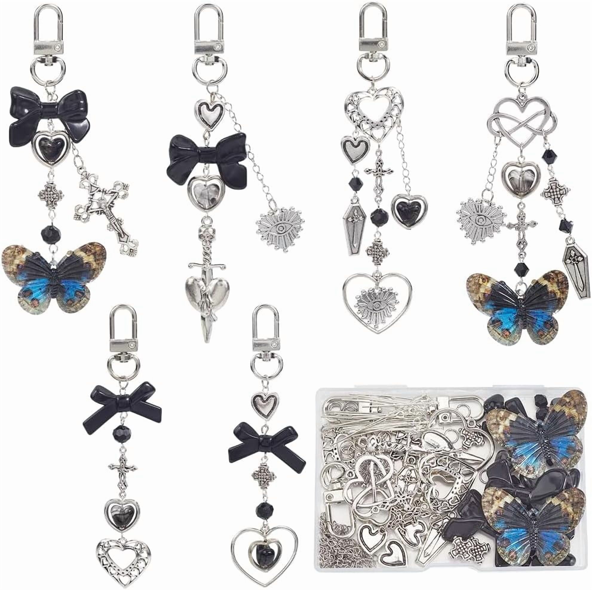1 Box DIY 6 Sets Keychain Making Kits Gothic Keychains Coffin Heart ...