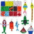 thumbnail image 1 of 1 Box DIY 8 Pairs 620Pcs Bead Pets Kit 8mm Large Pony Beads Assortment Box Set with Keyring & Key Clasp Polyester Cord Beads Art Crafts for Adults with Instruction Christmas Craft Gift, 1 of 9