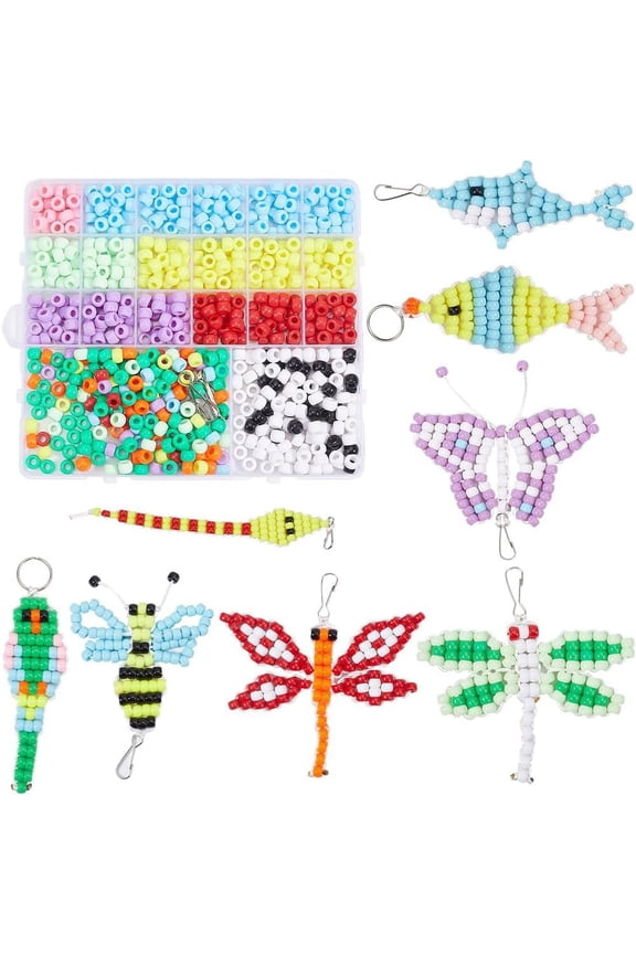 1 Box DIY 8 Sets Animal Pony Beads Kit Pony Beads 8mm Beads Pets Keychain Making Kit Opaque Pony Beads Craft Beads Beading Animals Mixed Color DIY