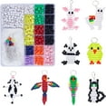 thumbnail image 1 of 1 Box DIY 8 Sets Bead Pets Bead Animals Keychain Kit Video Tutorials 8mm Large Hole Pony Beads Farm Animal Shapes Duck Sheep Cow Panda Beaded Animal Key Chains Cord for DIY Crafts Gift colorful, 1 of 9