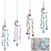 1 Box DIY 8 Sets Moon Suncatcher Craft Rainbow Catcher Window Moon Star Five Star Pentagram Ab Colored Beaded Teardrop Sun Light Catcher Making Kit for Hanging Ornament Garden Decorations colorful