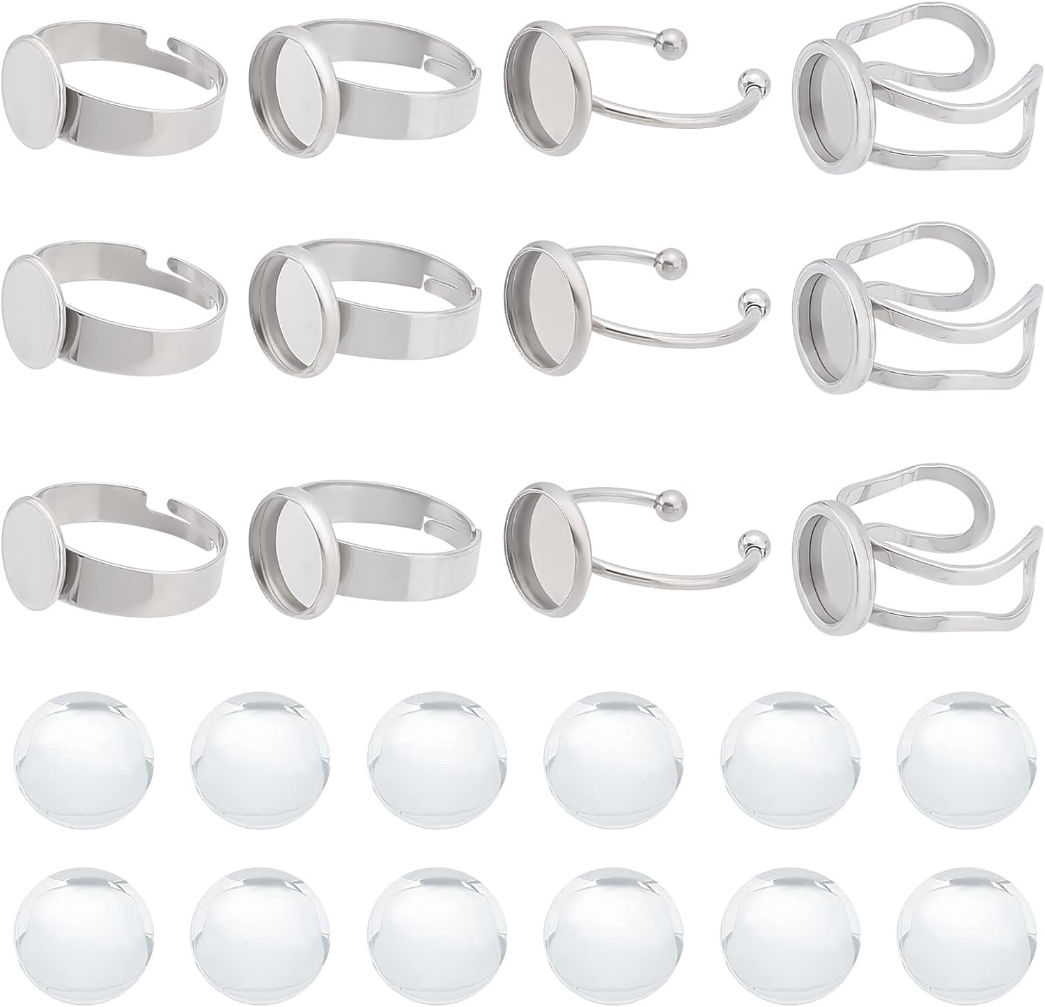 Pad Ring Base 1 Box DIY Blank Half Round Dome Finger Ring Making Kit Including ...