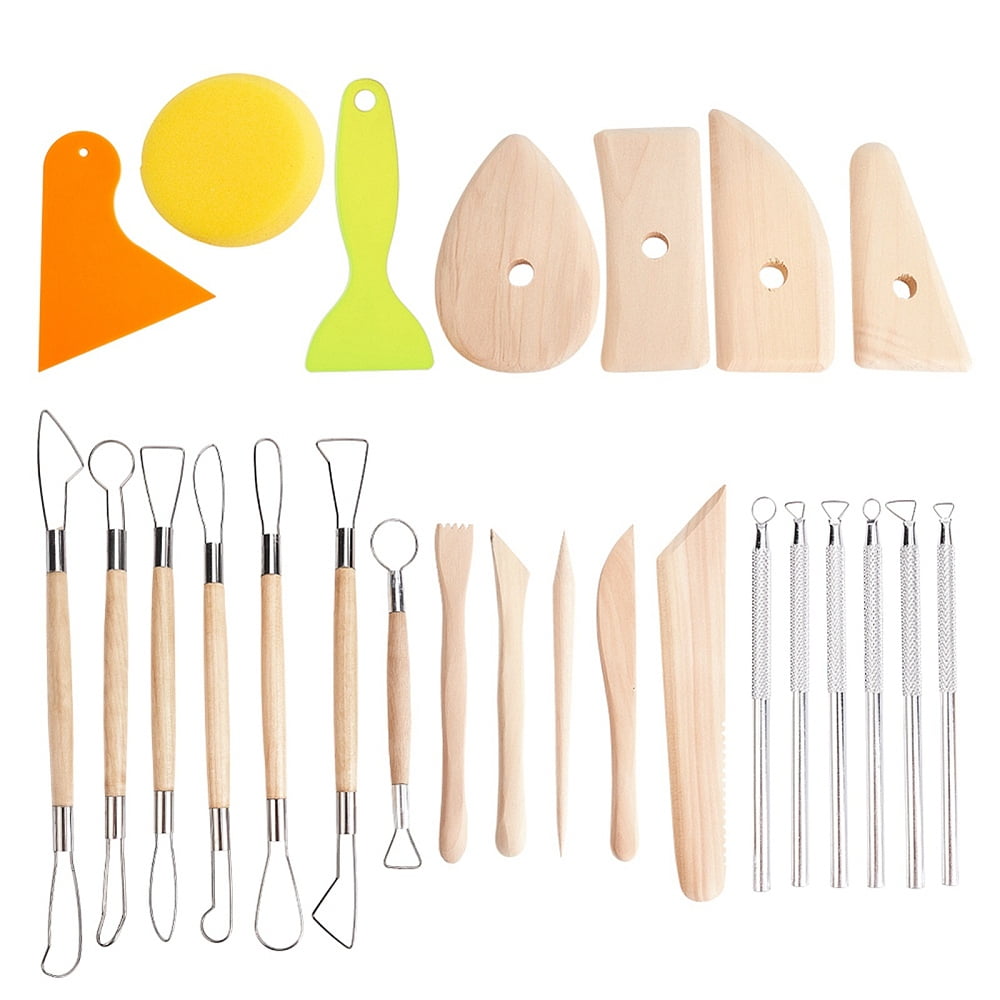 1 Box DIY Craft Tools with Plastic Scraper Tool Sculpture Clay Tools Sculpture Carving Hand Tools Kit Mixed Color 250x165x70mm