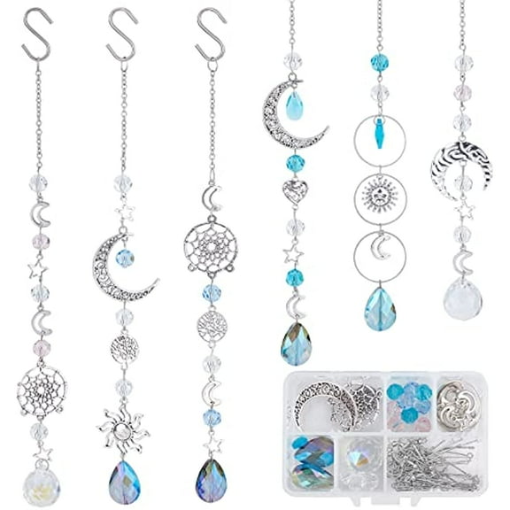 1 Box DIY Crystal Ball Suncatcher Making Kit Hanging Rainbow Maker Prism Suncatchers for Window Tree of Life Outdoor Feng Shui Sun Shine Catcher Garden Ornament Faceted Bead Home Decoration