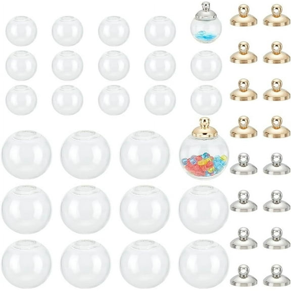 1 Box DIY Glass Globe Ball Wish Bottles Pendant Making Kit Clear 8~16mm Hole: 3~5mm
