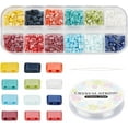 thumbnail image 1 of 1 Box DIY Glass Seed Beaded Bracelet Necklace Making Kit Including Round & Rectangle Glass Seed Beads 304 Stainless Steel & Alloy Clasps Pliers & Cutter Waxed Nylon Cord Mixed Color, 1 of 8