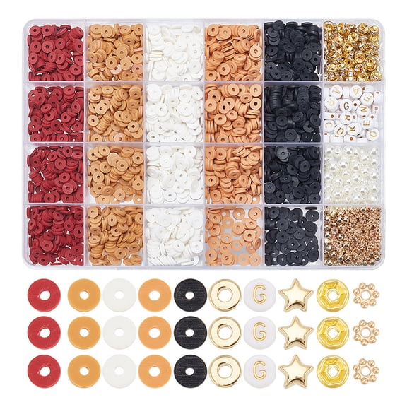 1 Box DIY Jewelry Making Finding Kit Including Polymer Clay Disc & Plastic Pearl & Iron Rhinestone Spacer & Acrylic & CCB Plastic Flower Beads