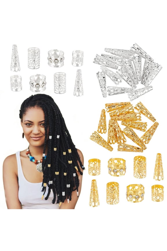 1 Box DIY Making Findings Kits Including Multi-Petal Iron Hollow Bead Caps Hair Coil Cuffs Golden Stainless Steel Color Bead Caps: 22x8mm