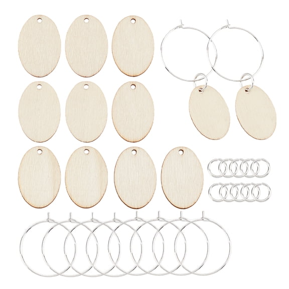 1 Box DIY Oval Wine Glass Charm Tags Making Kit Including Brass 20Pcs Wine Glass Charm Rings & 30Pcs Jump Rings White 70pcs/box