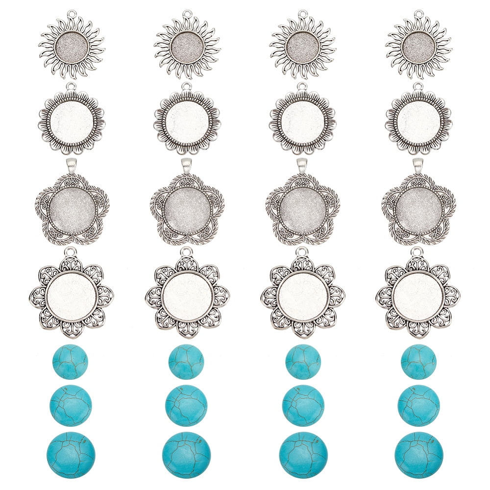 1 Box DIY Pendant Making Kit Including Flower Alloy Pendant Cabochon ...