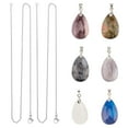 thumbnail image 1 of 1 Box DIY Pendant Necklaces Making Kits Including Natural Gemstone Pendants 304 Stainless Steel Necklace Making Teardrop Stainless Steel Color Necklace, 1 of 8