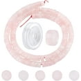 thumbnail image 1 of 1 Box Disc Natural Rose Quartz Beads Loose Flat Semi Beading kit & Stretchy Beading Elastic Thread, 1 of 9