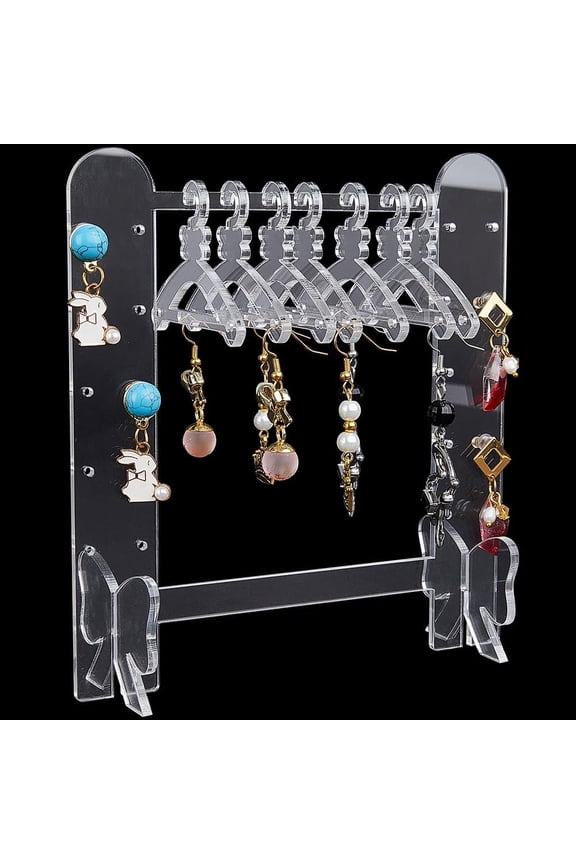 1 Box Earring Display Holder Acrylic Jewelry 36 Holes Mini Hanging Hanger Clear Rack Ear Studs Clip on Holes Transparent Organizer Storage Stand Showcase for Selling Merchant Women Retail Marketing