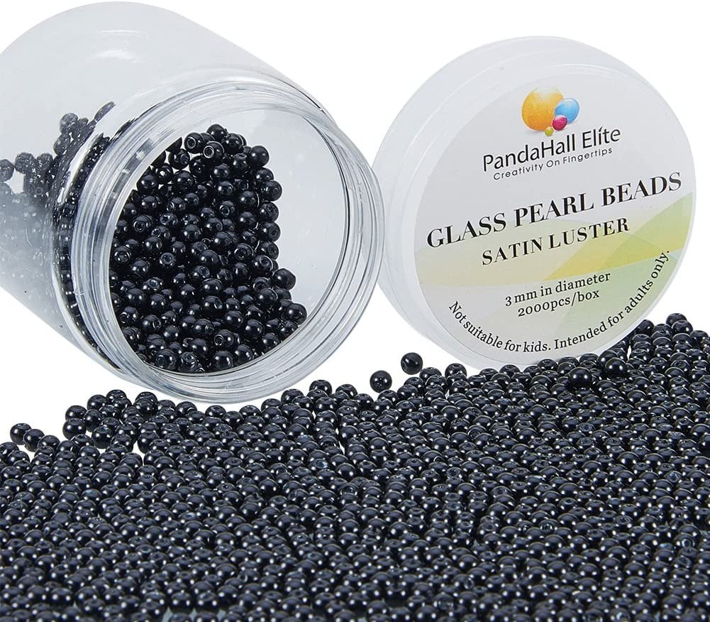1 Box Eco-Friendly Dyed Glass Pearl Round Beads Black 3mm Hole: 0.7~1.1mm about 2000pcs/box