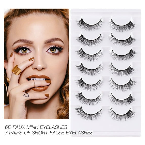 1 Box False Eyelashes Wispy Natural Curl Lashes Soft Faux Chemical Fiber Lashes Volume Fluffy Frihappy Fake Eyelashes