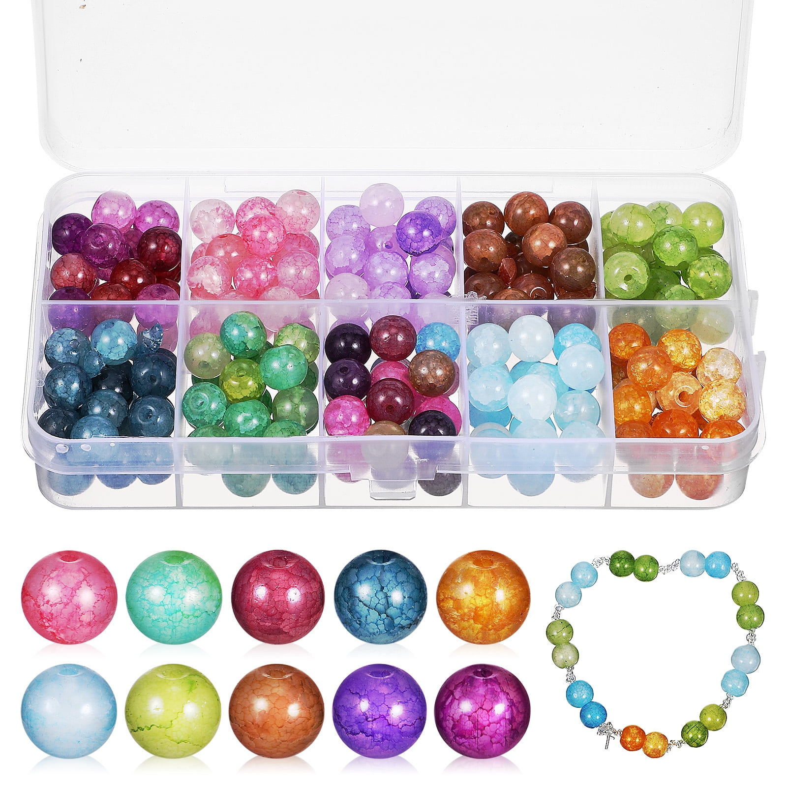 1 Box Glass Beads Bulk Beads Craft Beads for Necklace Earrings Bracelet