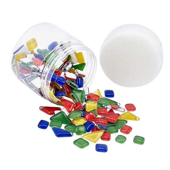 1 Box Glass Cabochons Mosaic Tiles for Home Decoration or DIY Crafts Mixed Shapes Mixed Color 11x10x4mm about 184pcs/box