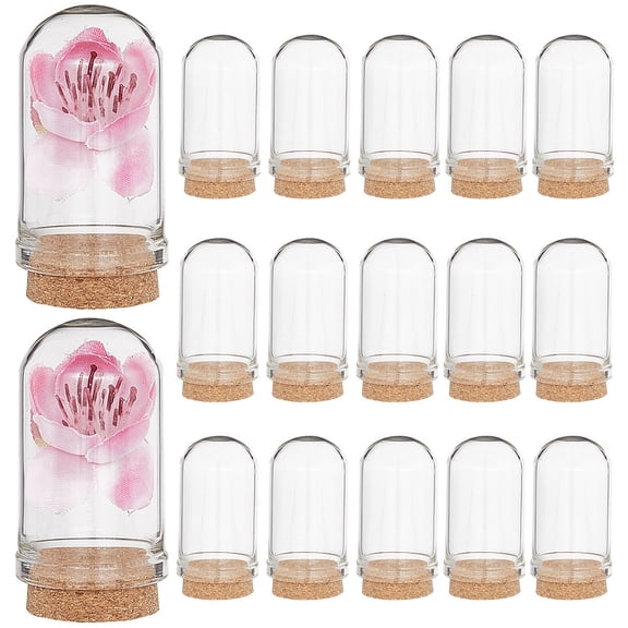 1 Box Glass Dome Cloche Cover Bell Jar with Cork Base For House Container Dried Flower Display Decoration Clear 44.5x25mm Capactiy: about