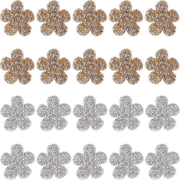 1 Box Glitter Hotfix Rhinestone Hot Melt Adhesive on the Back Costume Accessories Flower Mixed Color 51x53x2.5mm 20pcs/box