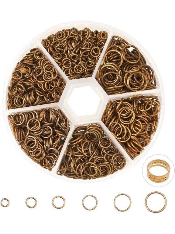 1 Box Iron Plated Jump Rings 4mm to 10mm in Diameter Antique Bronze for Jewelry Making about 1745pcs/box