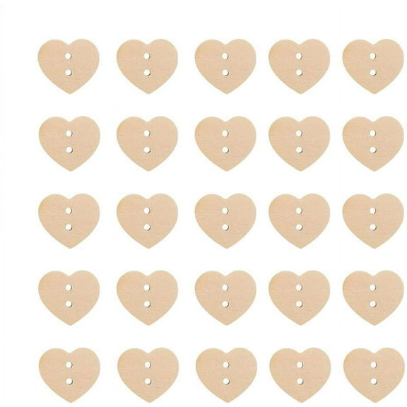 1 Box Lovely 2-hole Basic Sewing Button in Heart Shape Wooden Buttons BurlyWood 13x15mm