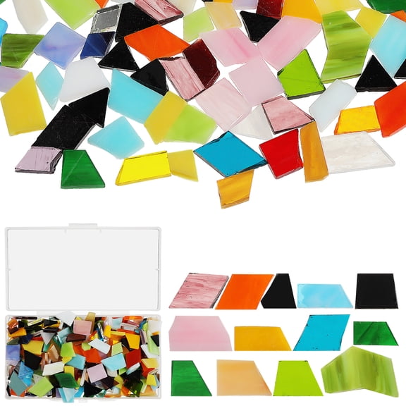 1 Box Mixed Shapes Mosaic Tiles For Crafts: 245g Mosaic Tiles For Crafts Bulk, Mixed Color Mosaic Glass Pieces, Ceramic Glass Mosaic Pieces, Colorful Stained Glass Mosaic Kits For Adults Diy