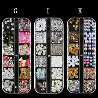 3 Boxes Nail Art Rhinestones Colored Round & Multi-shape Nail Gems Nail  Design Kit Accessories Nail Glitter Crystals Jewels Diamonds for Nail  Decoration, Make-up, DIY, Clothing, Phone Decor 