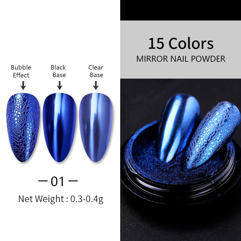 1 Box Nail Glitter Powder Transparent Neon Mirror Nail Chrome Pigment