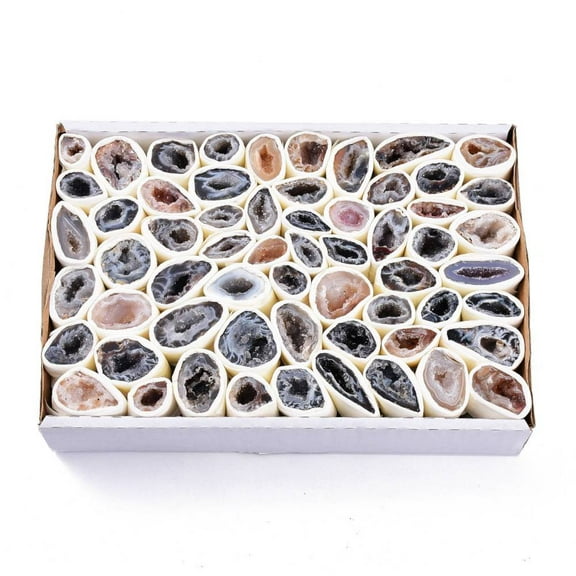 1 Box Natural Geode Agate Druzy Agate Display Decorations Healing Crystals Nuggets 18~58x11~40x14~32mm