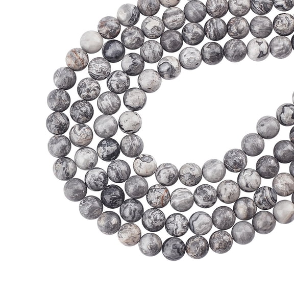 1 Box Natural Map Stone/Picasso Stone/Picasso Jasper Beads Strands Round 8mm Hole: 1mm 46pcs/strand 15.5 inch(39.37cm) 4strands/box